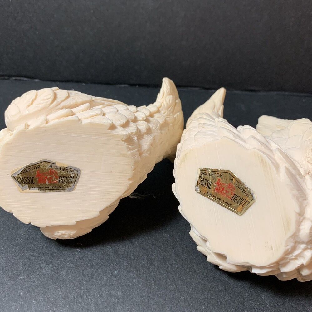A Santini Doves Love Birds ResinAlabaster Hand Carved Sculptures Pair Italy Vtg - Picture 10 of 11